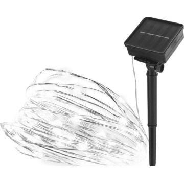 Solárny svetelný reťazec 120xLED/2,4W/1,2V 12m IP44 600 mAh studená biela