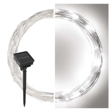 Solárny svetelný reťazec 120xLED/2,4W/1,2V 12m IP44 600 mAh studená biela
