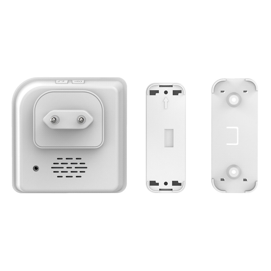 Bezdrôtový zvonček do zásuvky 230V/1xCR2032 IP56 biela