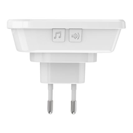 Bezdrôtový zvonček do zásuvky 230V/1xCR2032 IP56 biela