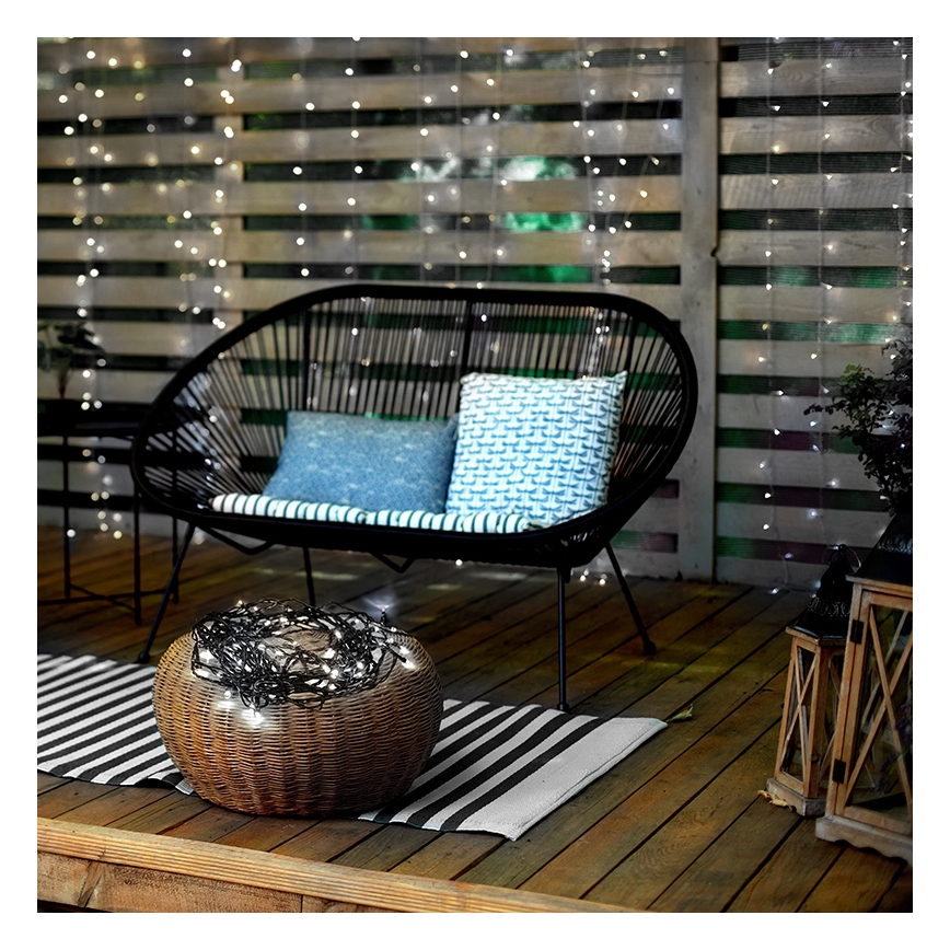 LED vonkajšia reťaz 50xLED/8 funkcií 8m IP44 studená biela