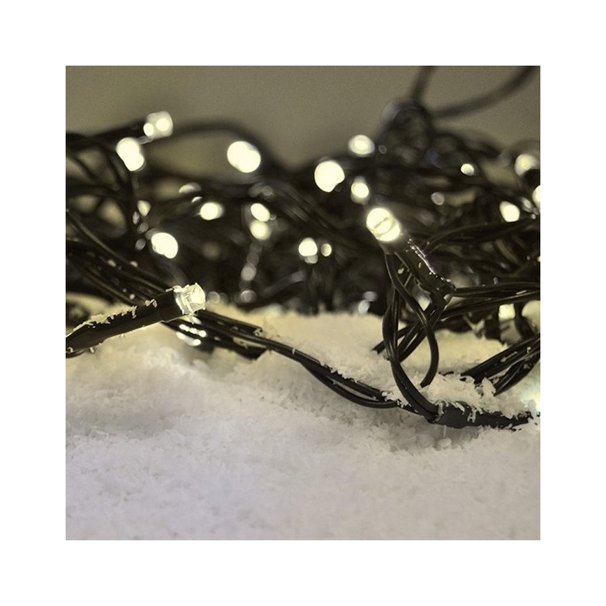 LED vonkajší svetelný reťazec 50×LED / 8 funkcií, 8 m, IP44, teplá biela