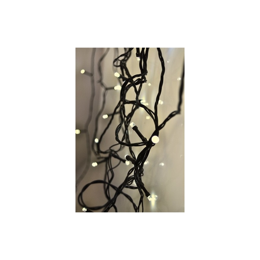 LED vonkajší svetelný reťazec 50×LED / 8 funkcií, 8 m, IP44, teplá biela