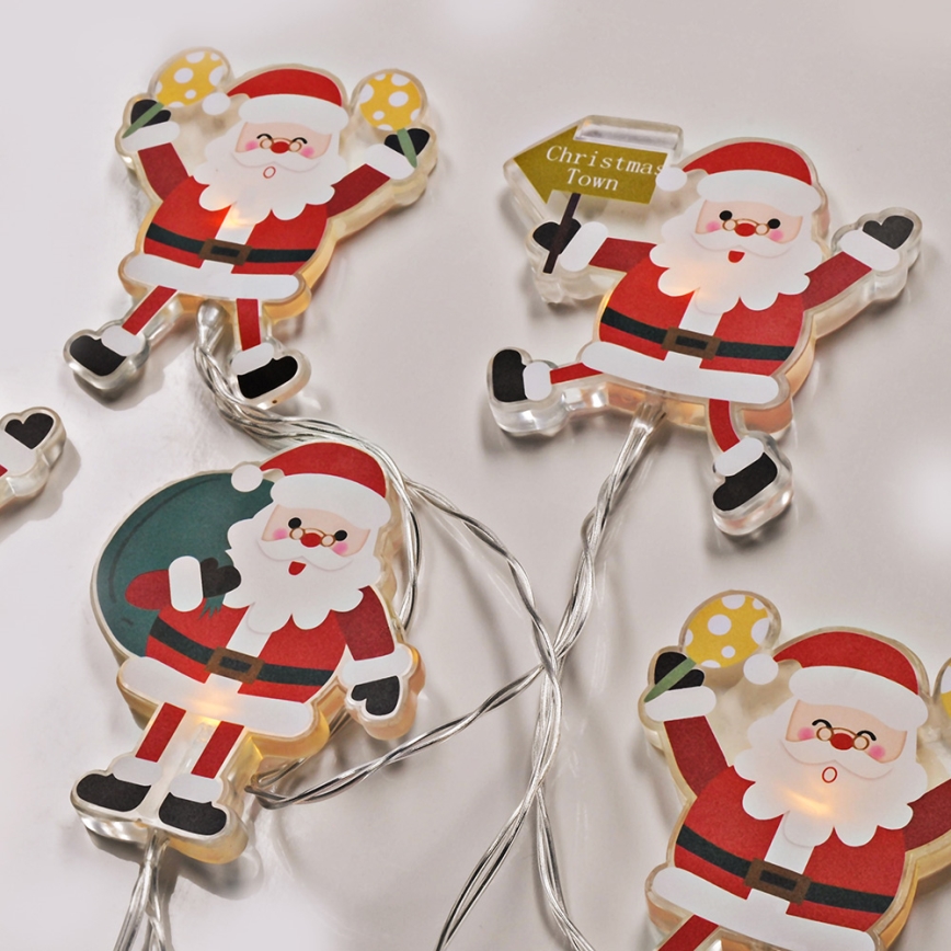 LED reťaz s prísavkami, 6×LED / 2×AA, 1,2 m, teplá biela, Santa