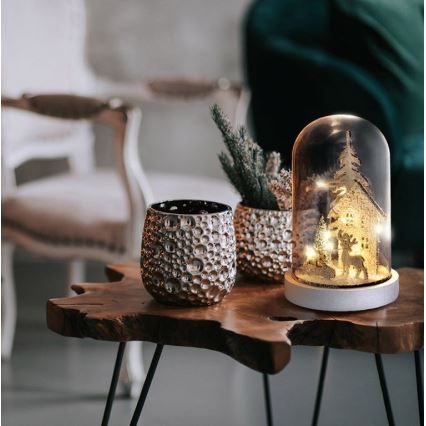 LED Vianočná dekorácia LED/2xAAA zasnežená krajina s domčekom