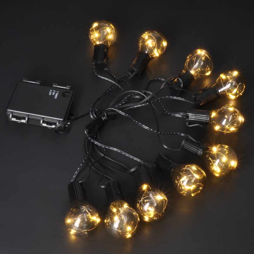 LED vonkajší dekoratívny reťazec GIRLANDA 10xLED/3xAA 3m IP44 teplá biela