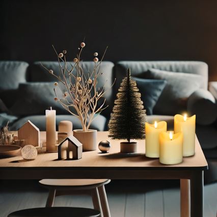 SADA 3x LED Sviečka z prírodného vosku LED/3xAAA/teplá biela
