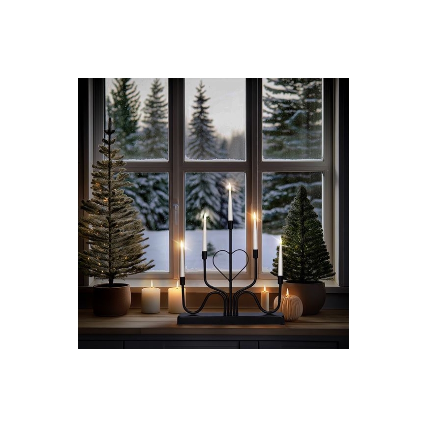 LED Vianočný svietnik 5xLED/2xAA teplá biela