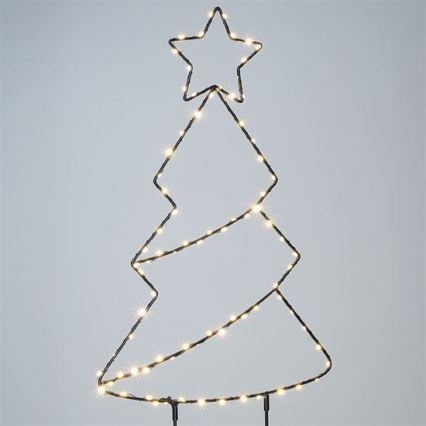 LED vonkajšia vianočná dekorácia 85xLED/3xAA IP44 teplá biela stromček