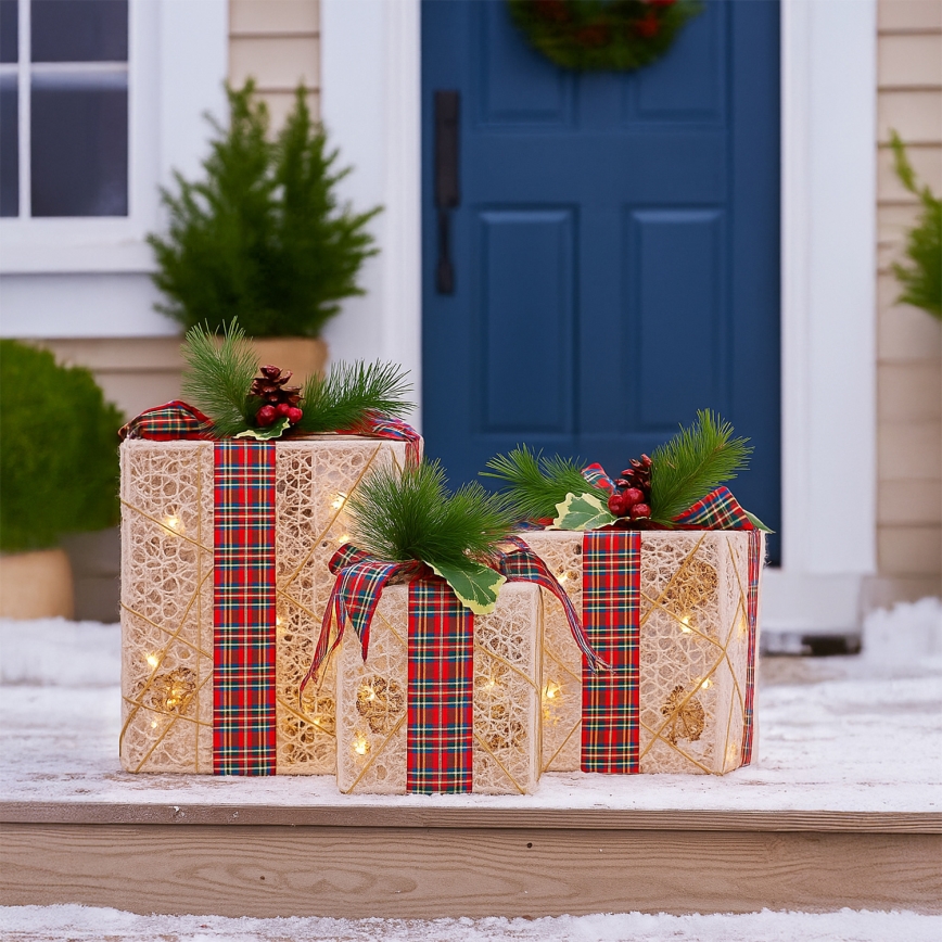 SADA 3x LED Vianočný darček 48xLED/3,6W/230V IP44 teplá biela