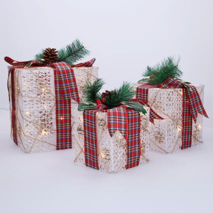 SADA 3x LED Vianočný darček 48xLED/3,6W/230V IP44 teplá biela