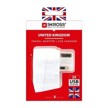 Cestovný adaptér pre UK 230V + 2x USB port