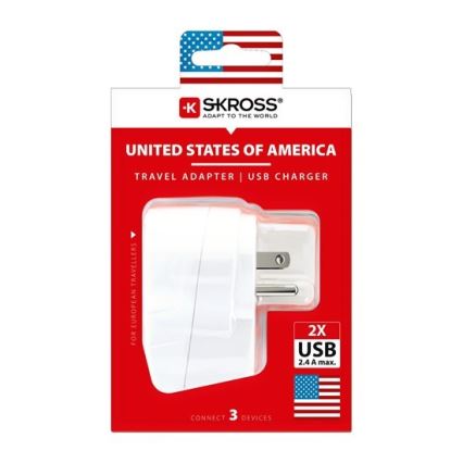 Cestovný adaptér pre USA 230V + 2x USB port