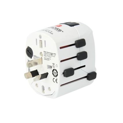 Univerzálny cestovný adaptér pre celý svet 230V + USB port