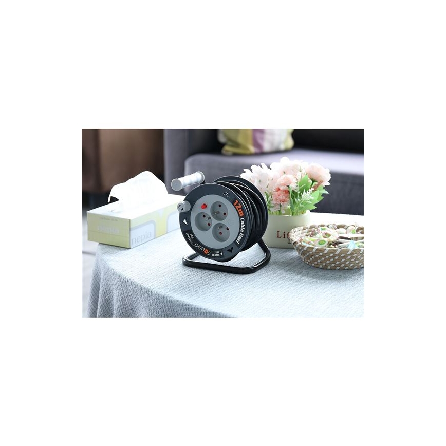 Podaljšek na kolutu s 3 vtičnicami, 12 m