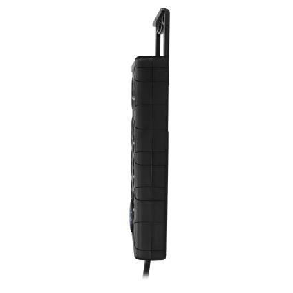 Predlžovací kábel s vypínačom, 8 zásuviek, Typ E + 1x USB-A + 1x USB-C, 2 m, čierny