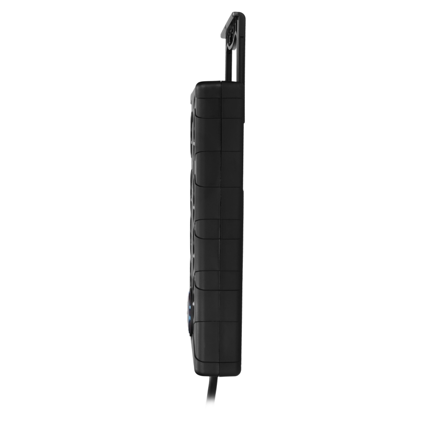 Predlžovací kábel s vypínačom, 8 zásuviek, Typ E + 1x USB-A + 1x USB-C, 2 m, čierny