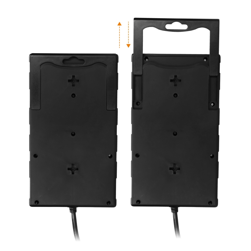 Predlžovací kábel s vypínačom, 8 zásuviek, Typ E + 1x USB-A + 1x USB-C, 2 m, čierny