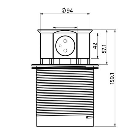 Zásuvkový stĺpik pre dosku stola 2x230V + 2xUSB