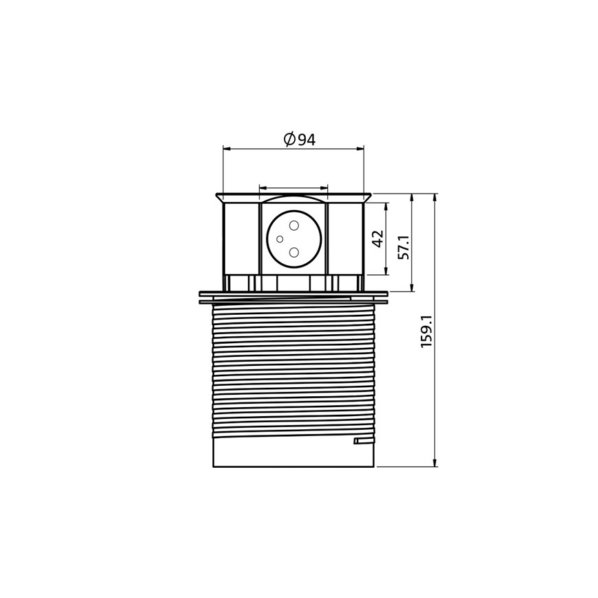 Zásuvkový stĺpik pre dosku stola 2x230V + 2xUSB
