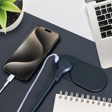 Vstavaná zásuvka s posuvným krytom 20W 1Z + USB A+C čierna