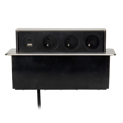 Zásuvkový stĺpik pre stolovú dosku 3x230V + USB-A + USB-C