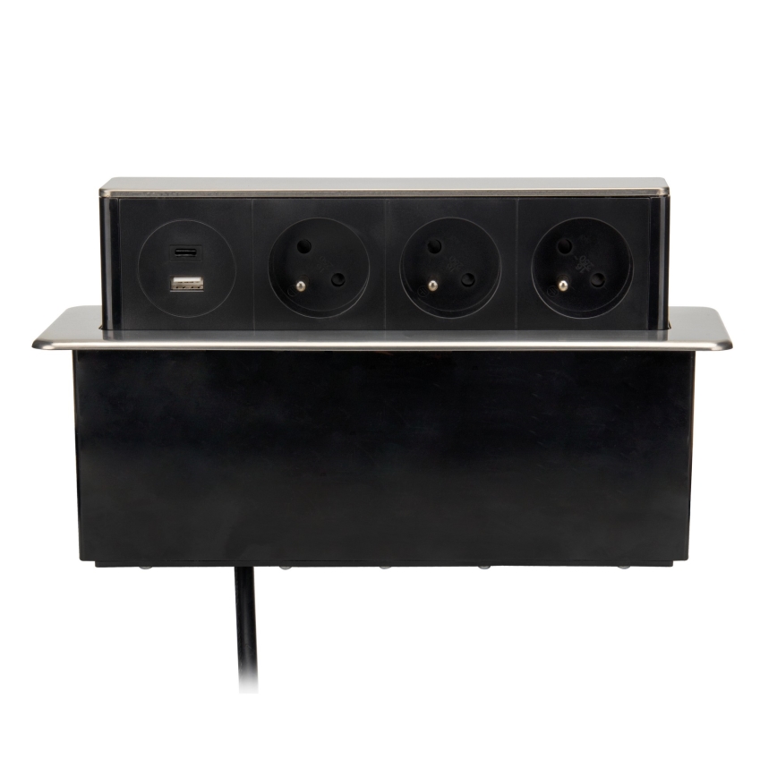 Zásuvkový stĺpik pre stolovú dosku 3x230V + USB-A + USB-C