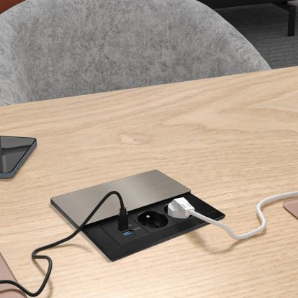 Vstavaná zásuvka s bezdrôtovým nabíjaním 65W 2Z + USB-A + USB-C