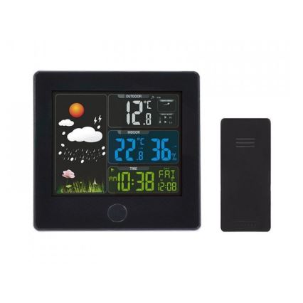 Meteostanica s LCD displejom 230V/2xAAA + 2xAAA čierna