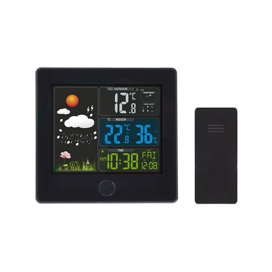 Meteostanica s LCD displejom 230V/2xAAA + 2xAAA čierna