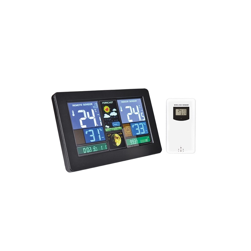 Meteostanica s LCD displejom USB nabíjanie čierna