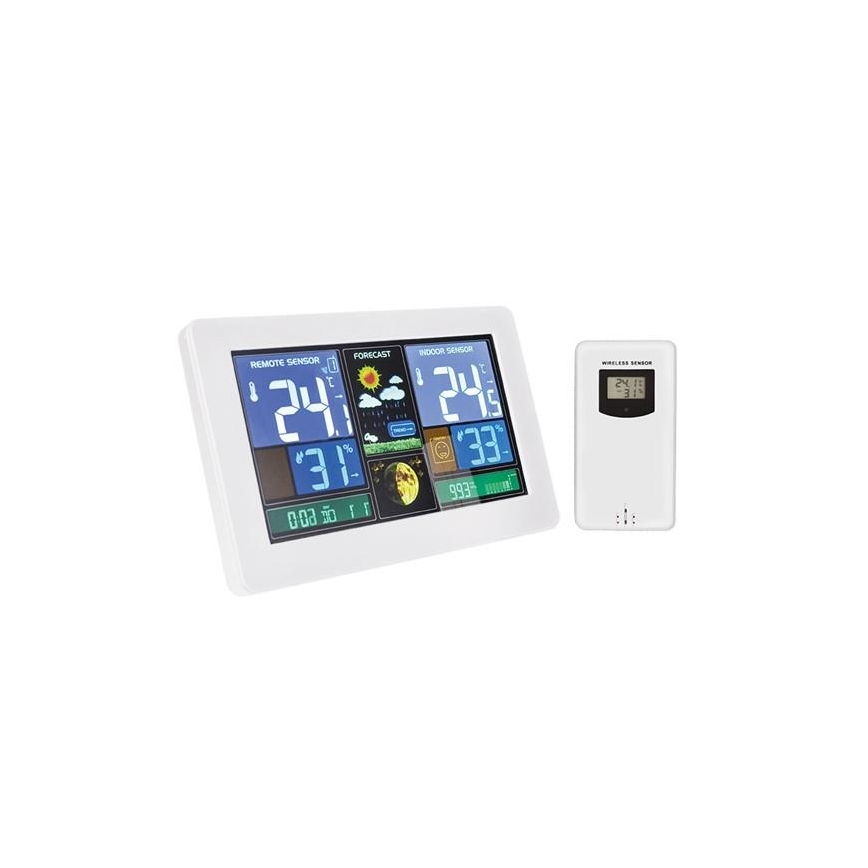 Meteostanica s LCD displejom USB nabíjanie biela
