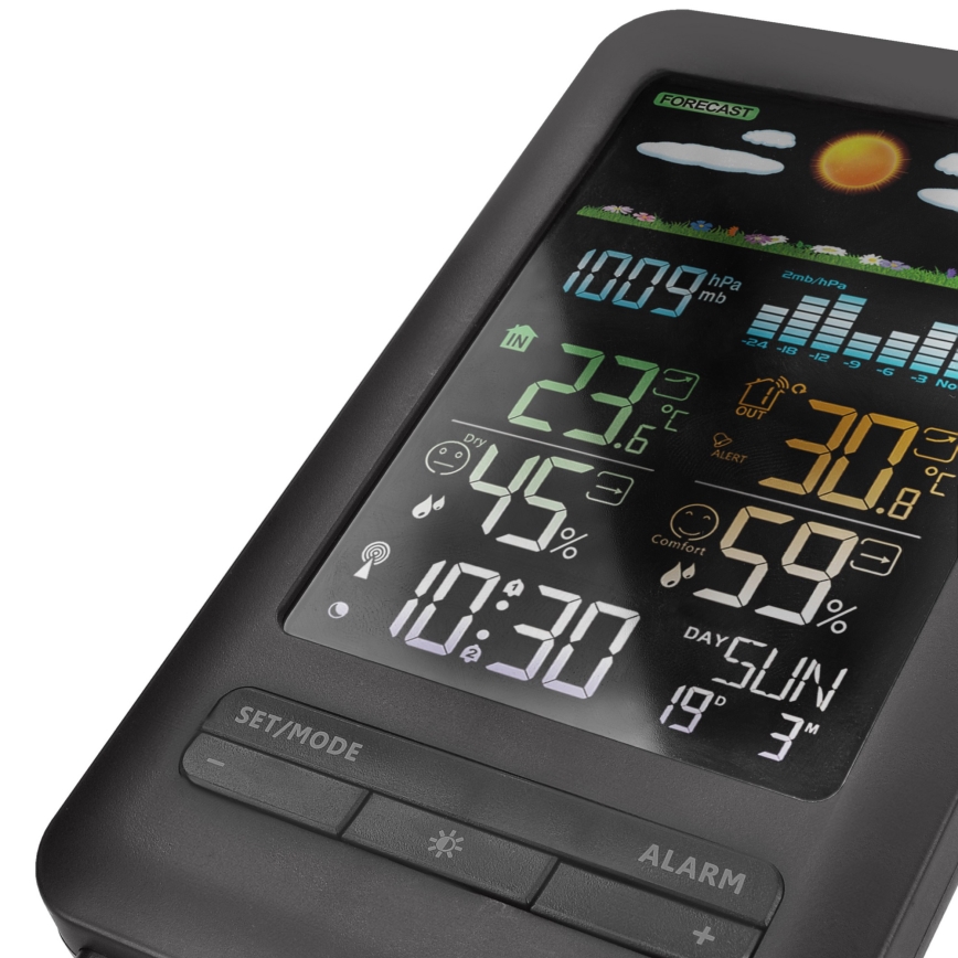 Meteostanica s LCD displejom 2xAA + 2xAA čierna