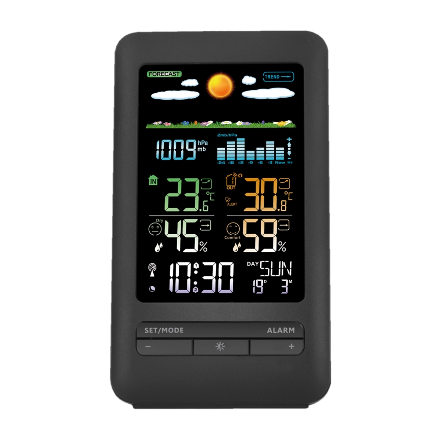 Meteostanica s LCD displejom 2xAA + 2xAA čierna