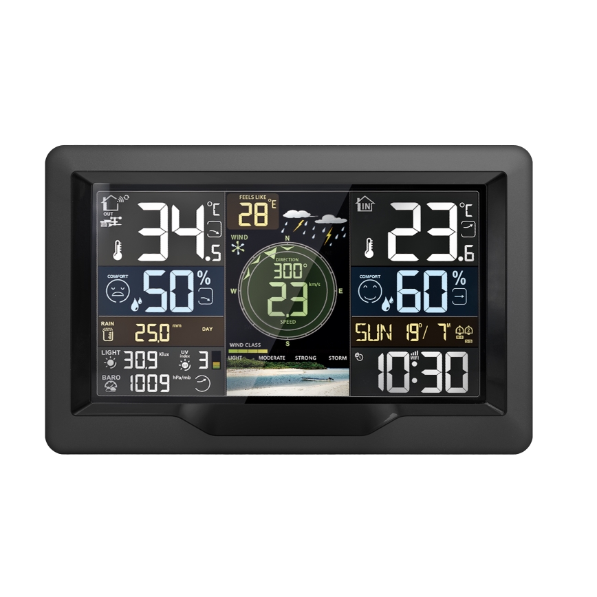 Profesionálna meteostanica s farebným LCD displejom 5V/2xAA + 3xAA + 2xAA Wi-Fi Tuya