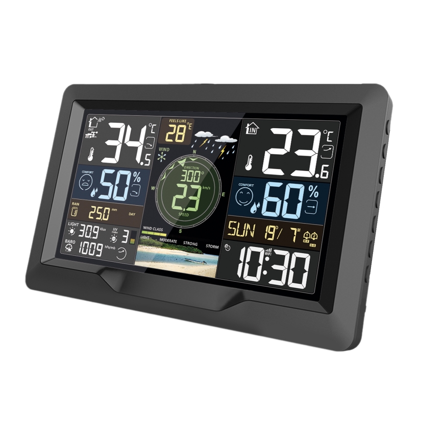 Profesionálna meteostanica s farebným LCD displejom 5V/2xAA + 3xAA + 2xAA Wi-Fi Tuya