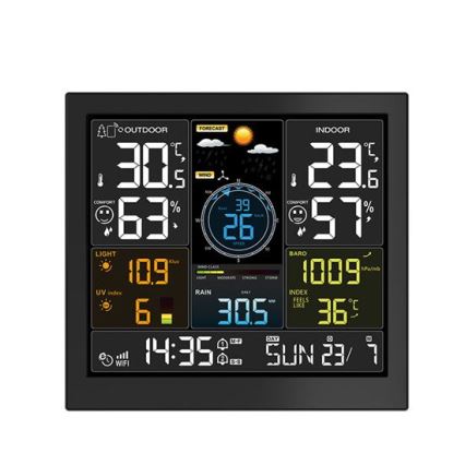 Profesionálna meteostanica s LCD displejom, napájanie 5V / 2×AA + 3×AAA, Wi‑Fi