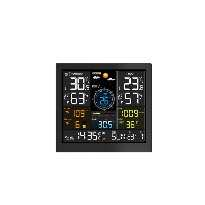 Profesionálna meteostanica s LCD displejom, napájanie 5V / 2×AA + 3×AAA, Wi‑Fi