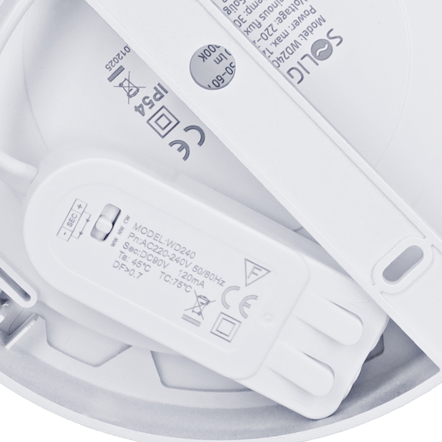 LED prisadený/podhľadový panel 2v1 LED/12W/230V 3000/4000/6000K pr.17cm IP54 strieborný