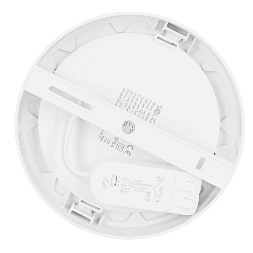 LED panel 2v1 – prisadený/zapustený, 12 W, 230 V, nastaviteľná teplota svetla 3000/4000/6000 K, priemer 17 cm, IP54, biela