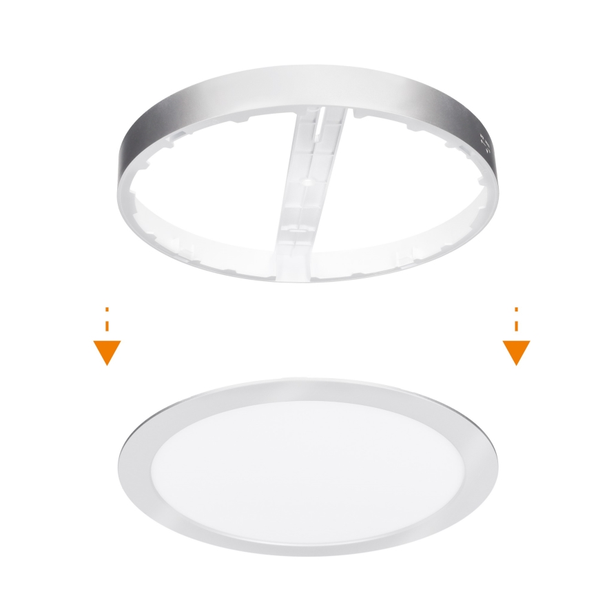 LED prisadený/podhľadový panel 2v1 18W/230V 3000/4000/6000K pr. 22,5 cm IP54 strieborný