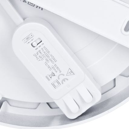 LED prisadený/podhľadový panel 2v1 18W/230V 3000/4000/6000K pr. 22,5 cm IP54 strieborný