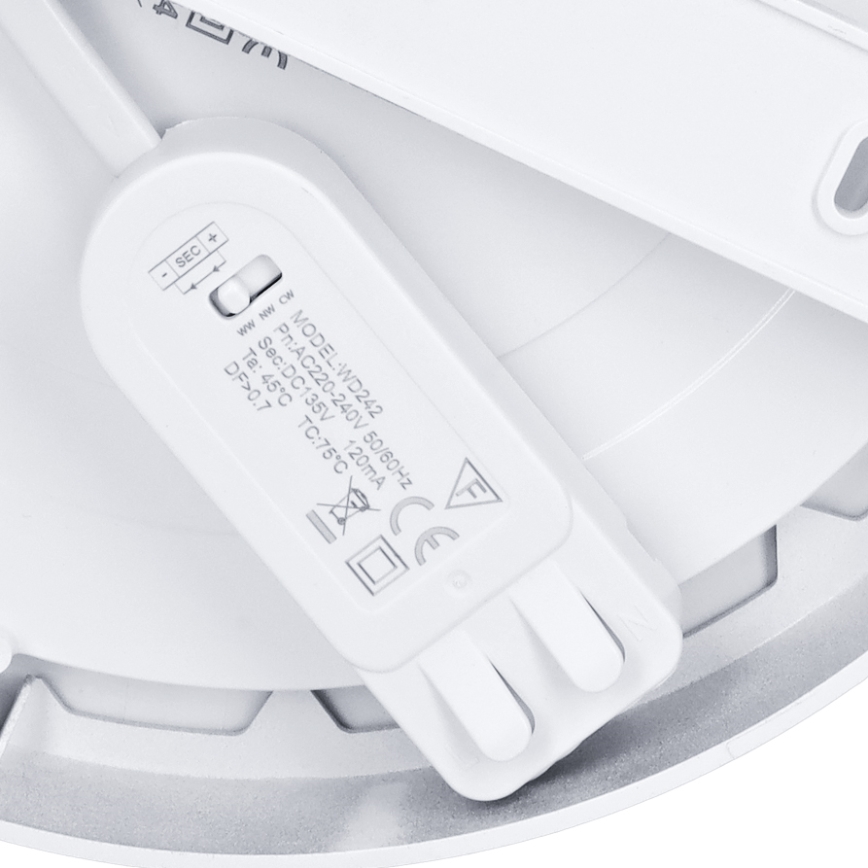 LED prisadený/podhľadový panel 2v1 18W/230V 3000/4000/6000K pr. 22,5 cm IP54 strieborný
