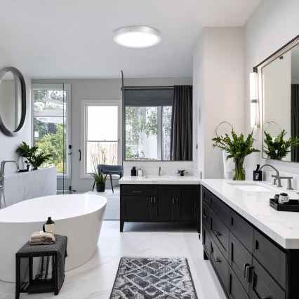 LED Prisadený/podhľadový panel 2v1 24W/230V 3000/4000/6000K priemer 30 cm IP54 strieborný