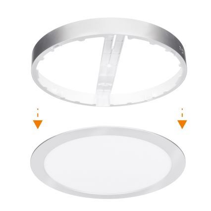 LED Prisadený/podhľadový panel 2v1 24W/230V 3000/4000/6000K priemer 30 cm IP54 strieborný