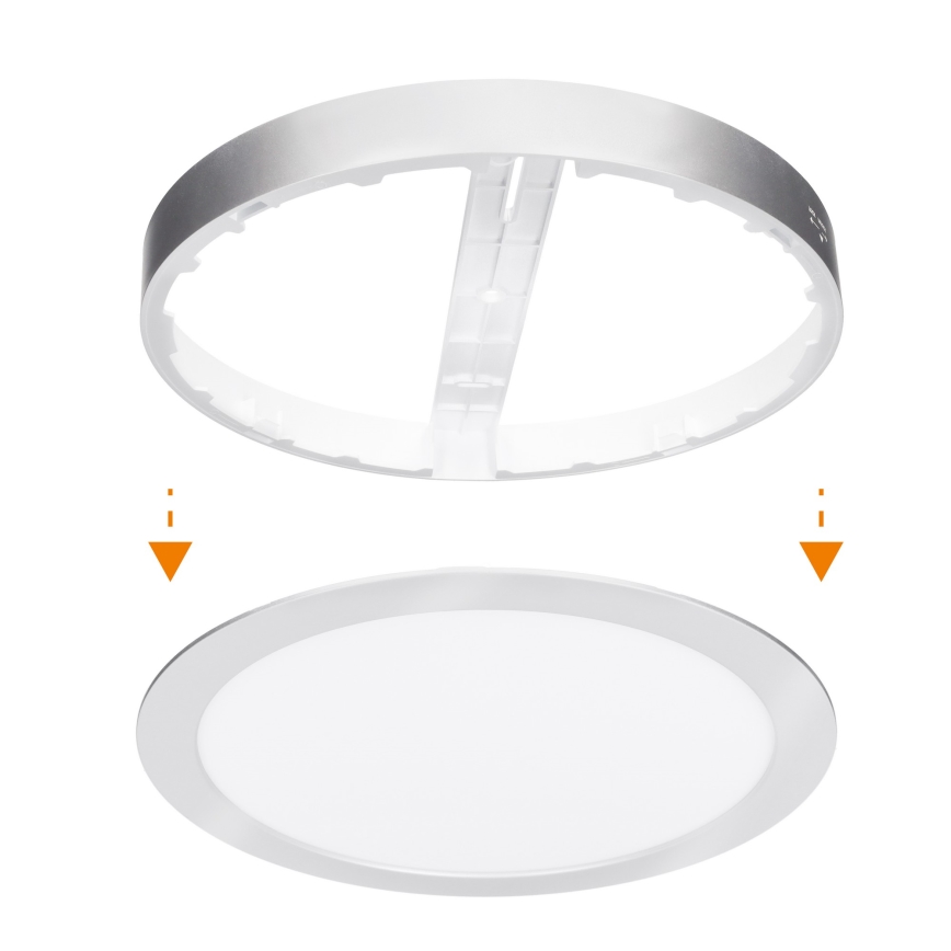 LED Prisadený/podhľadový panel 2v1 24W/230V 3000/4000/6000K priemer 30 cm IP54 strieborný