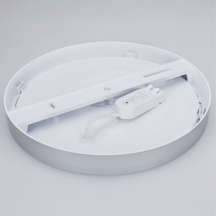 LED Prisadený/podhľadový panel 2v1 24W/230V 3000/4000/6000K priemer 30 cm IP54 strieborný