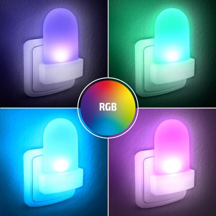 LED RGB Orientačné svietidlo so súmrakovým senzorom do zásuvky LED/0,5W/230V