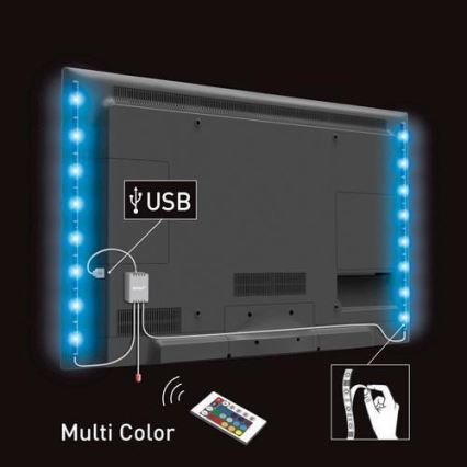 SADA 2x LED RGB Pásik pre TV s diaľkovým ovládačom LED/USB 2x50cm