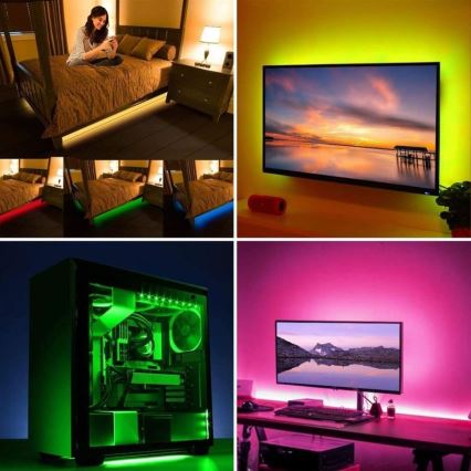 LED RGB Stmievateľný pásik pre TV LED/6W/5V Wi-Fi Tuya + diaľkové ovládanie 0,5m